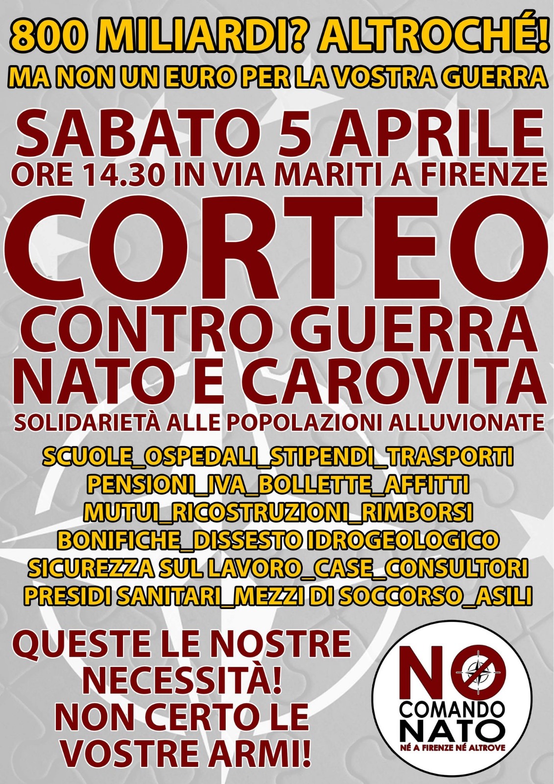 Corteo contro guerra NATO e carovita